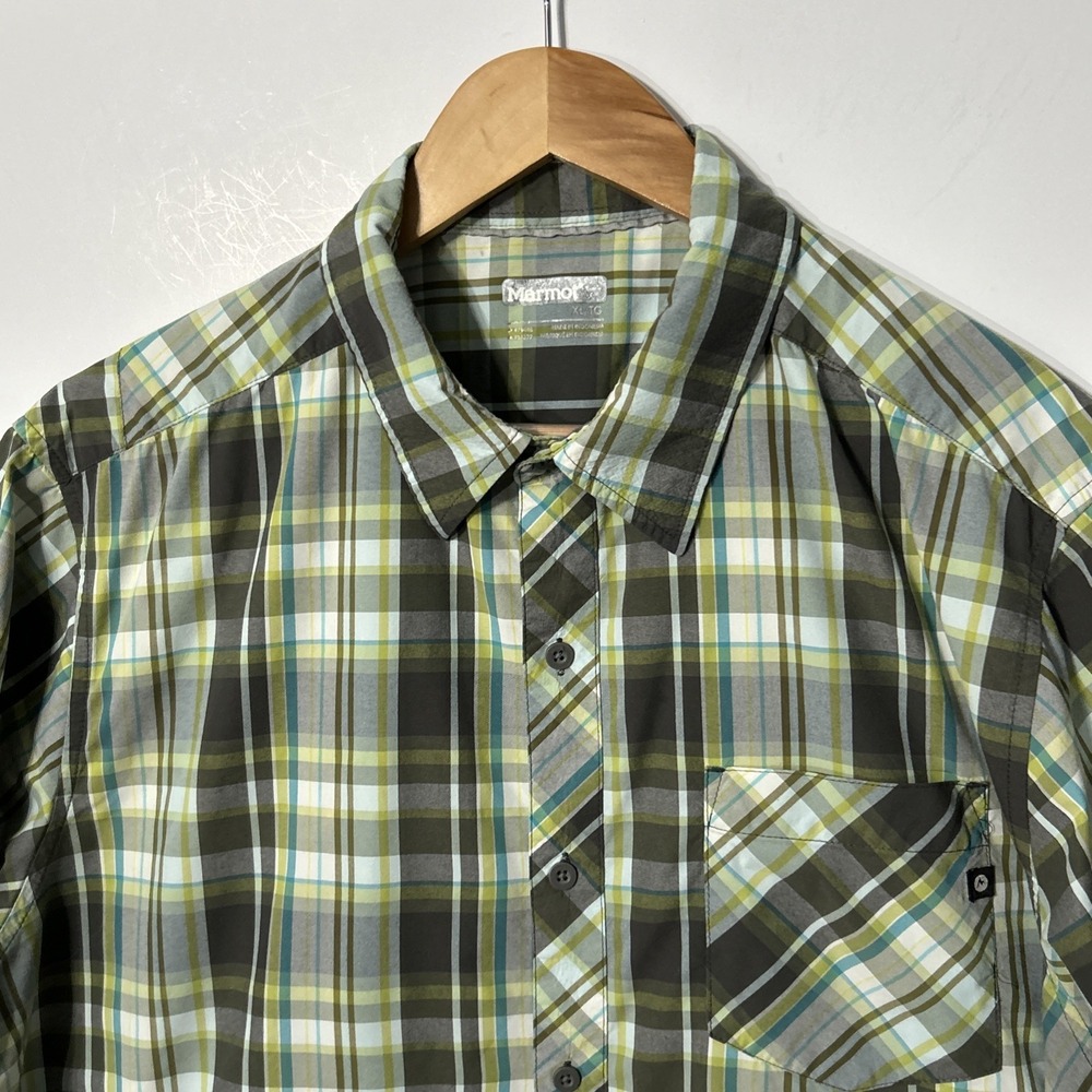 Mens‎ Marmot Short Sleeve Button Up Shirt 100% Nylon Sz XL Clean